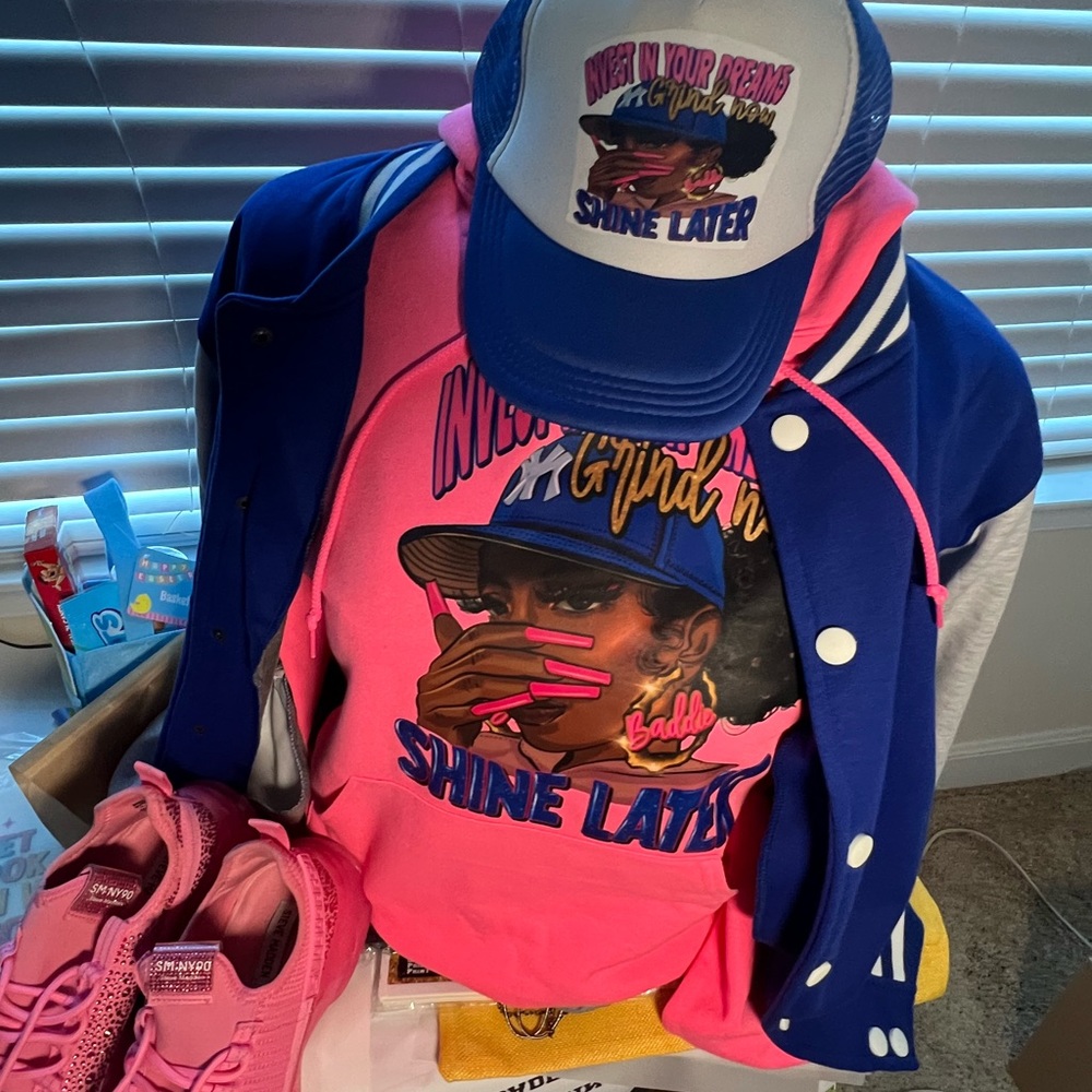 Custom hoodie hat and varsity jacket